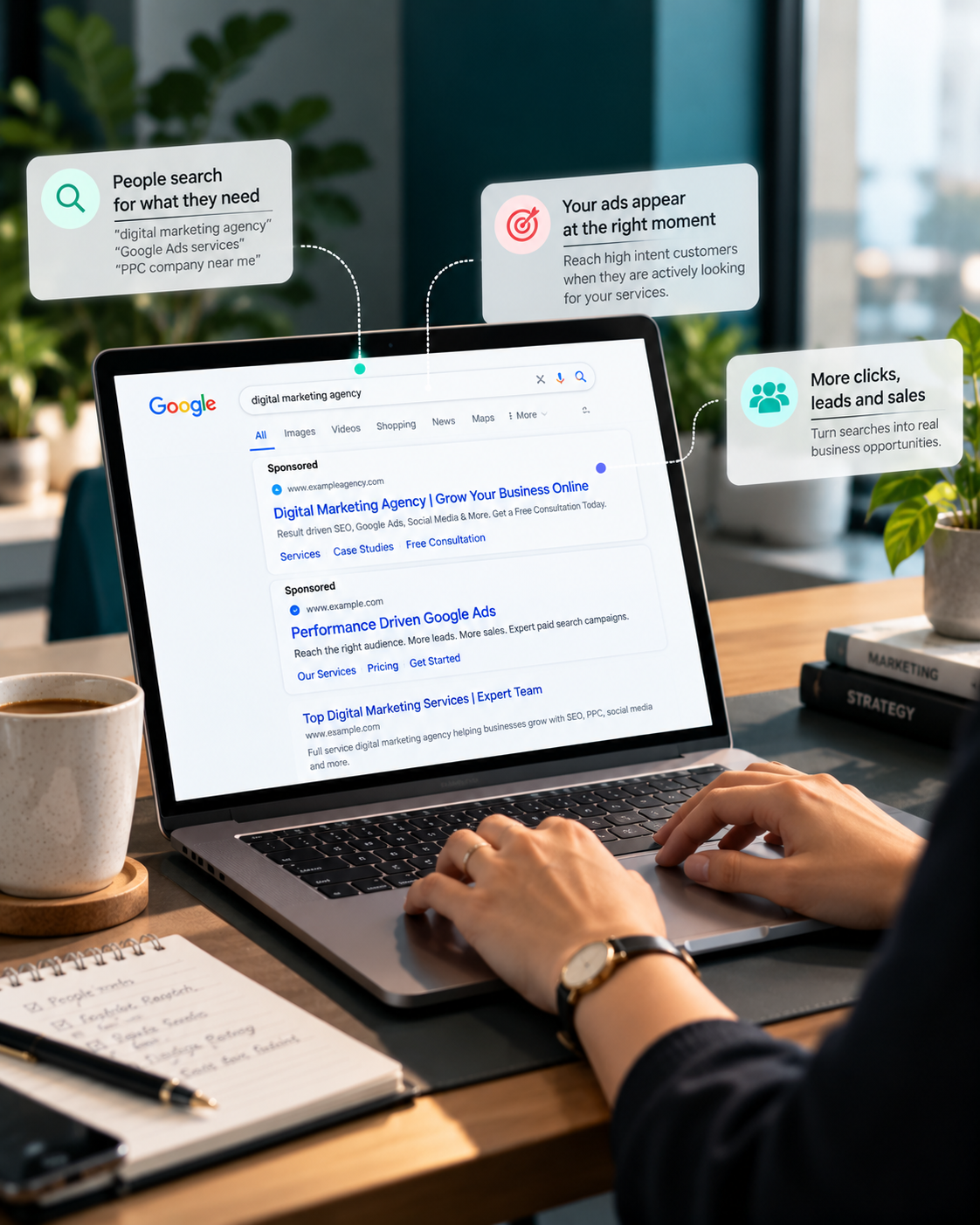 Paid search campaign management and sponsored search results